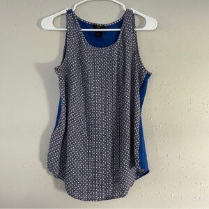 🦋 Ann Taylor Factory Petite Sleeveless Blue Checkered Blouse Summer Casual MP